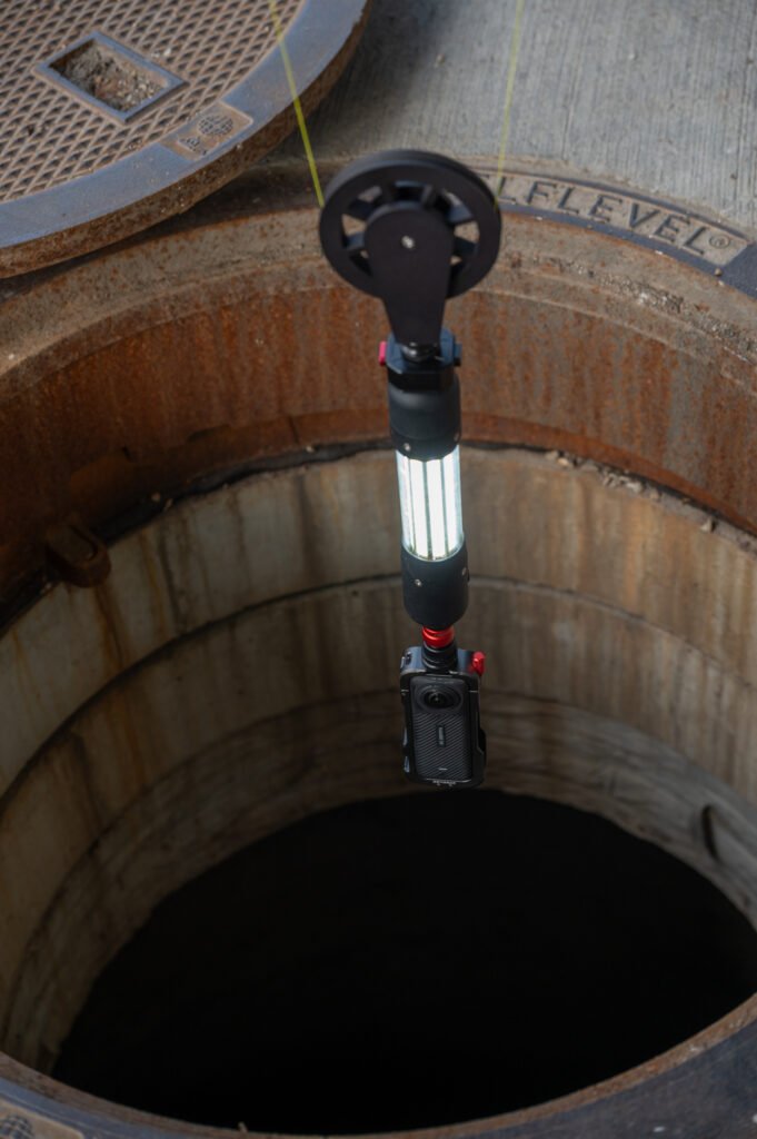 Illuminated TREKK360 camera inside a manhole