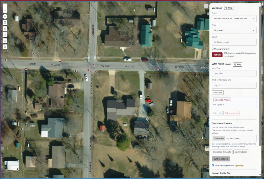 GIS map of inspected manholes