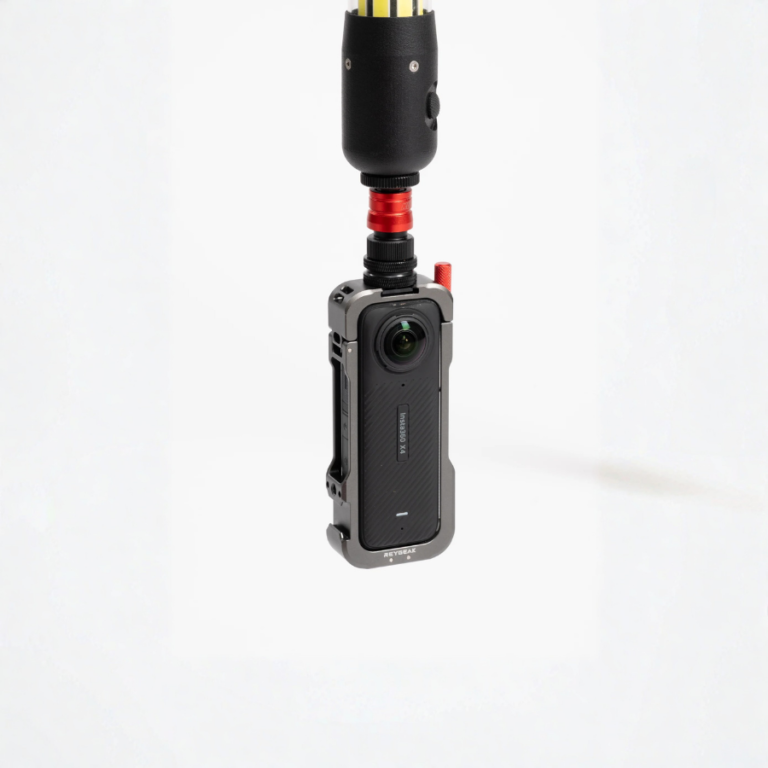 TREKK360 360° inspection camera (Insta360 X5) in its protective cradle