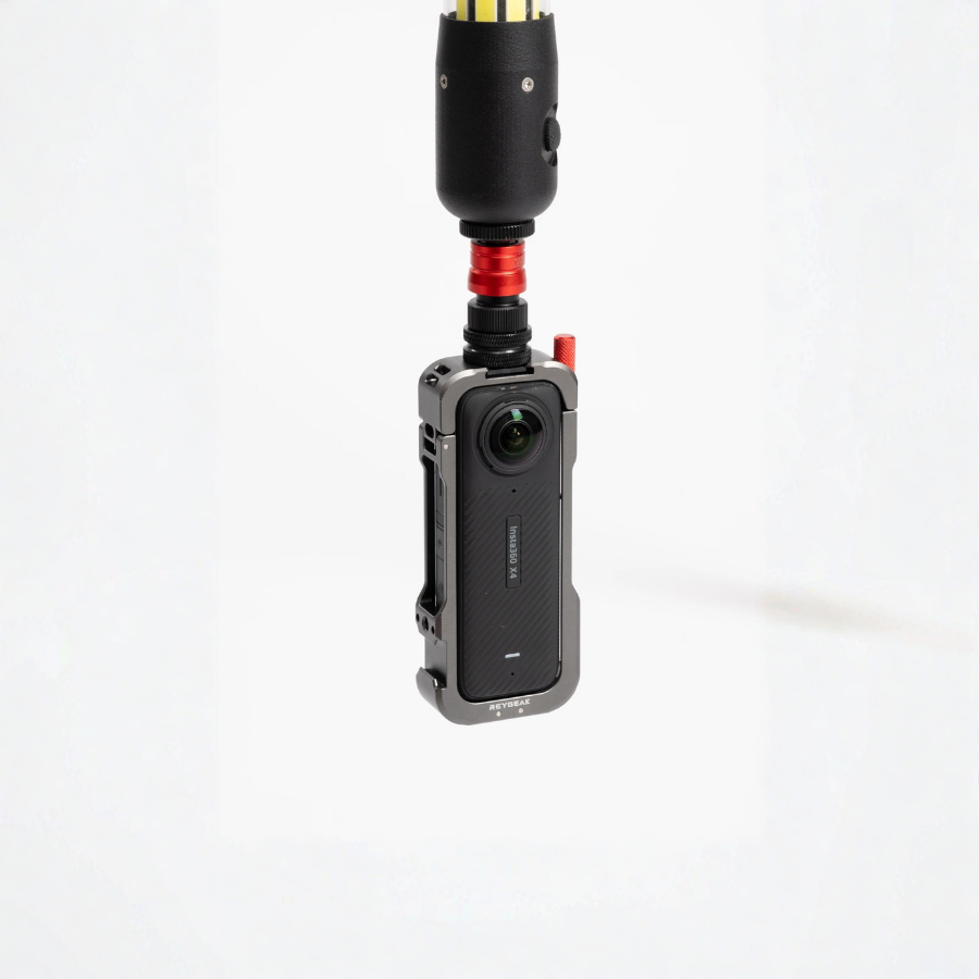 TREKK360 360° inspection camera (Insta360 X5) in its protective cradle